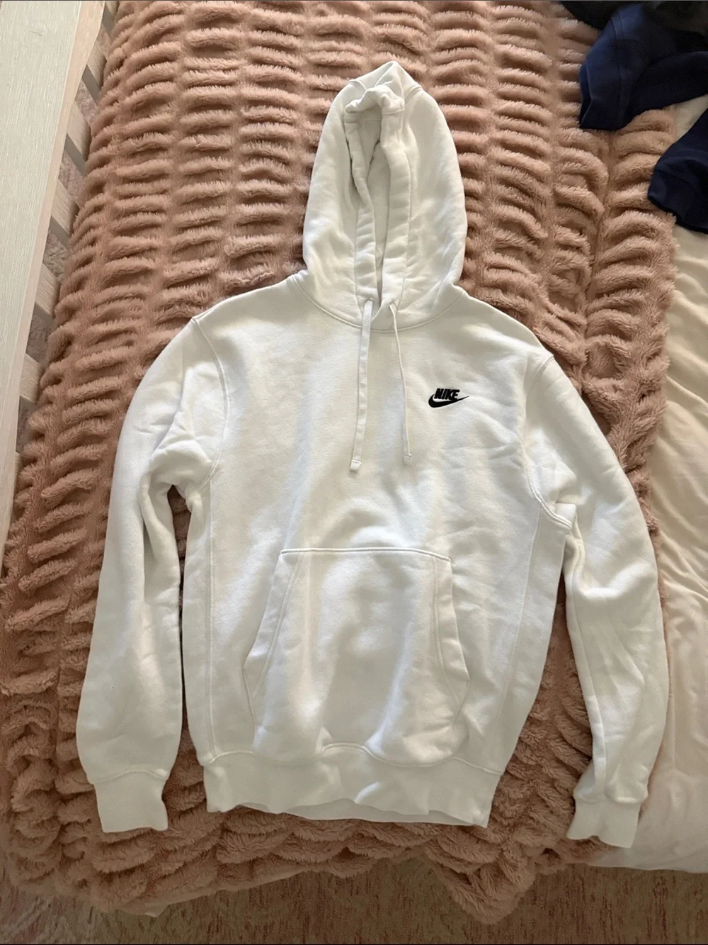 Nike White Hoodie with Black Swoosh Logo